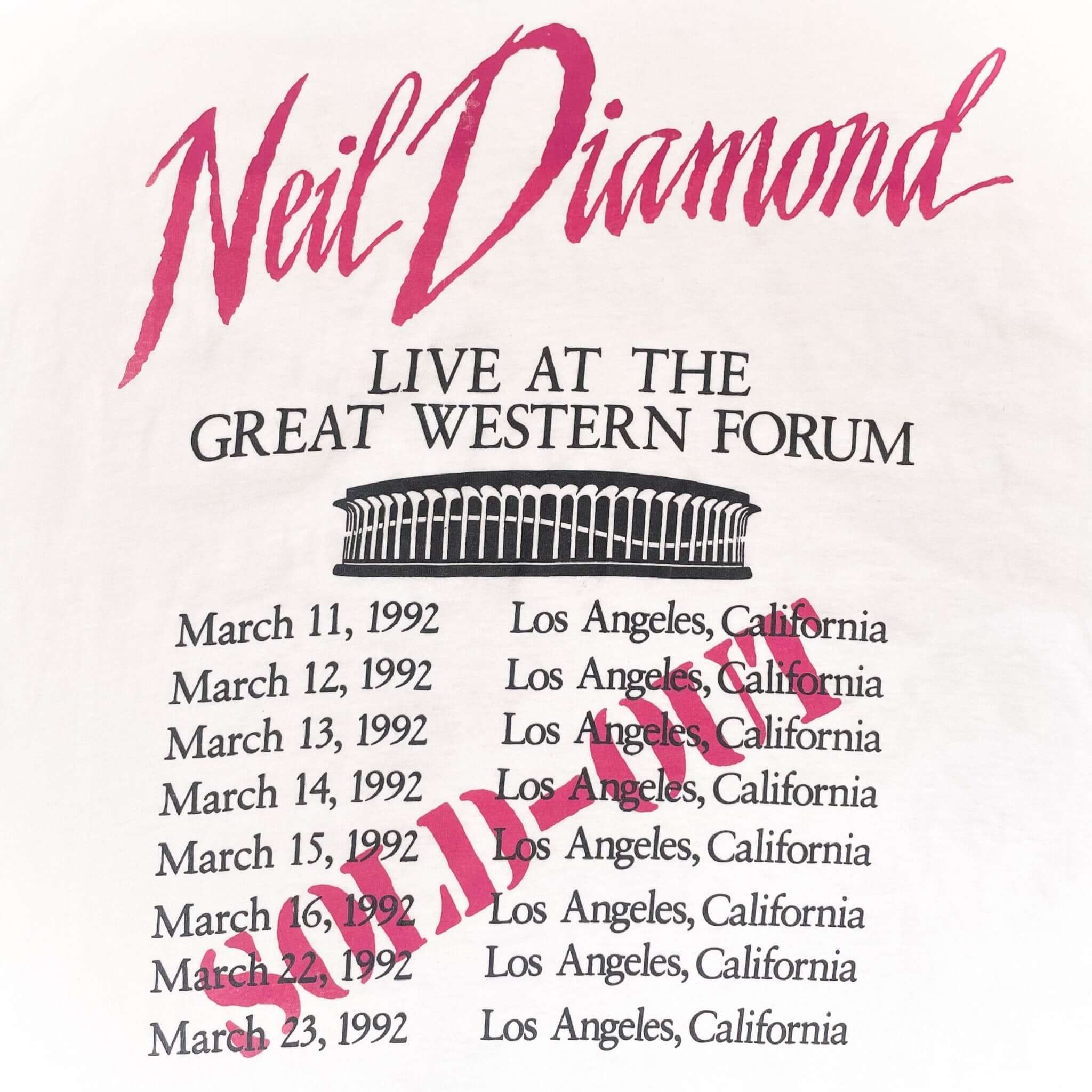 VINTAGE NEIL DIAMOND IN THE ROUND TEE SHIRT 1992 SIZE LARGE