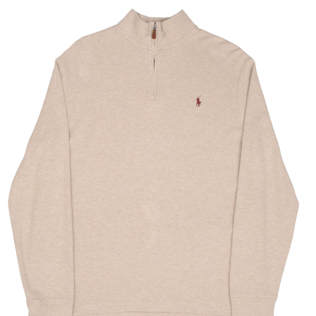 Polo Ralph Lauren Beige Quarter 1/4 Zip Sweater Size Large
