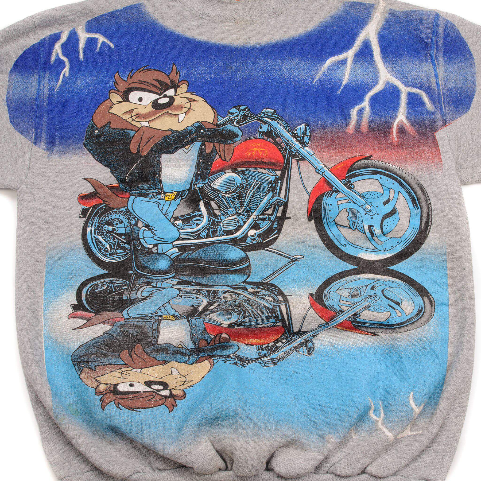 Vintage Looney Tunes sweatshirt TAZ on a bike 90's size Large.