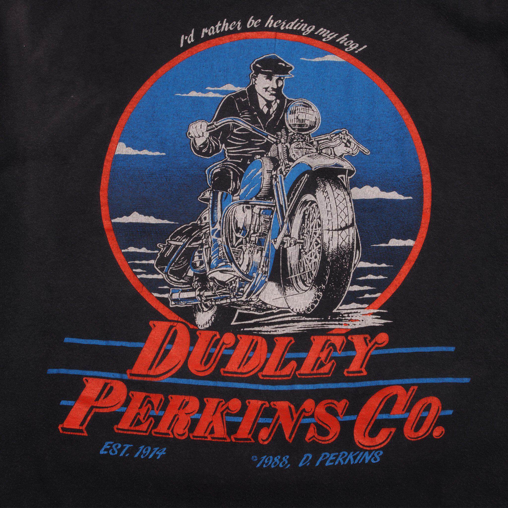 VINTAGE DUDLEY PERKINS TEE SHIRT CO. 75TH ANNIVERSARY 1989 SIZE XL MADE IN USA