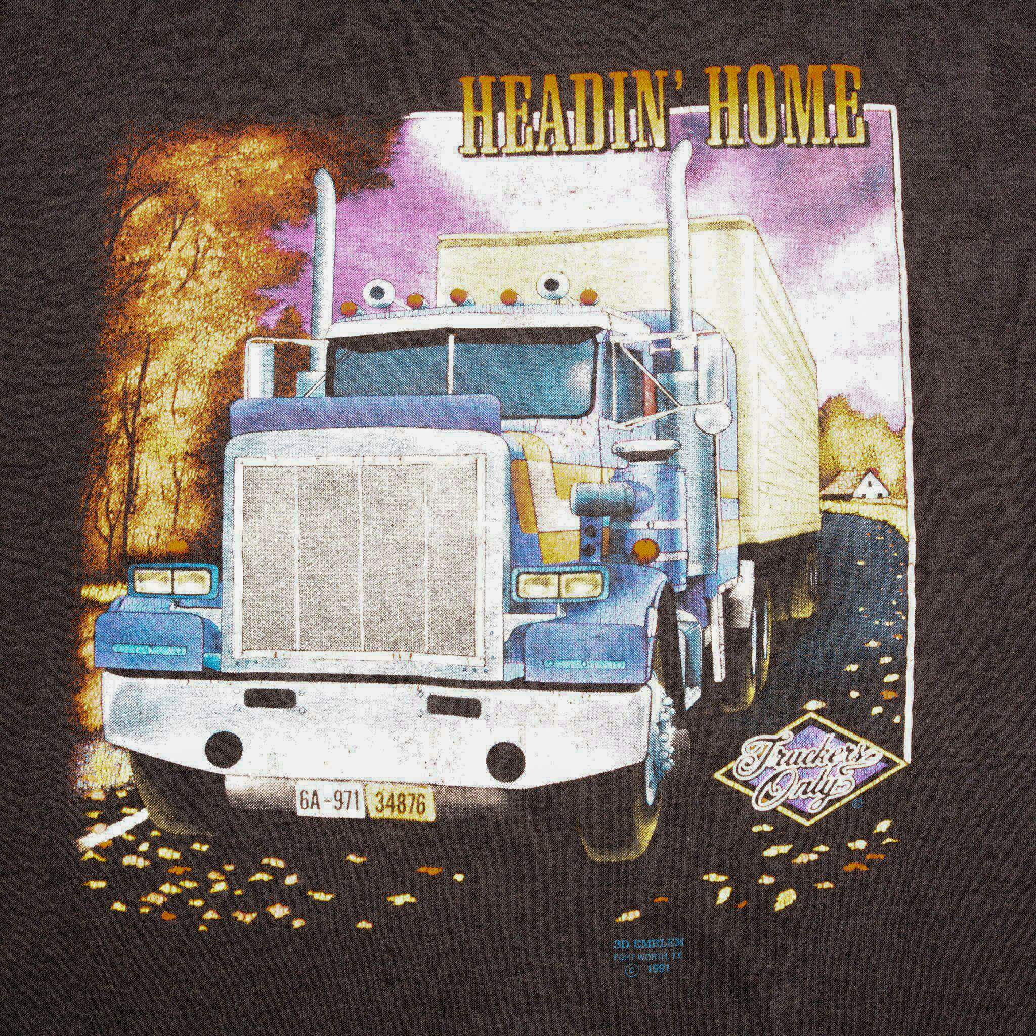 VINTAGE TRUCKERS ONLY TEE SHIRT BY 3D EMBLEM 1991 SIZE 2XL MADE IN USA