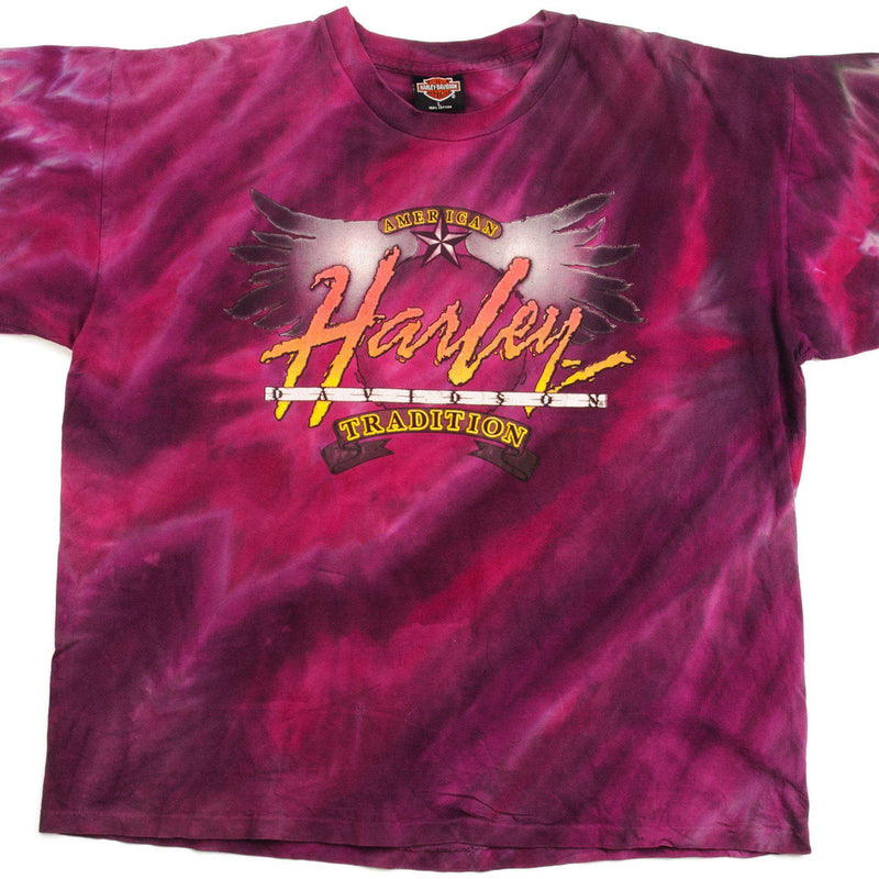 VINTAGE TIE DYE HARLEY DAVIDSON TEE SHIRT 1992 SIZE LARGE MADE IN USA