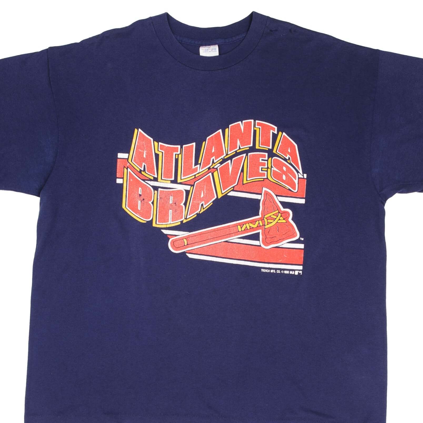 Vintage MLB Atlanta Braves 1990 Tee Shirt Size XL Made In Usa With Single Stitch Sleeves