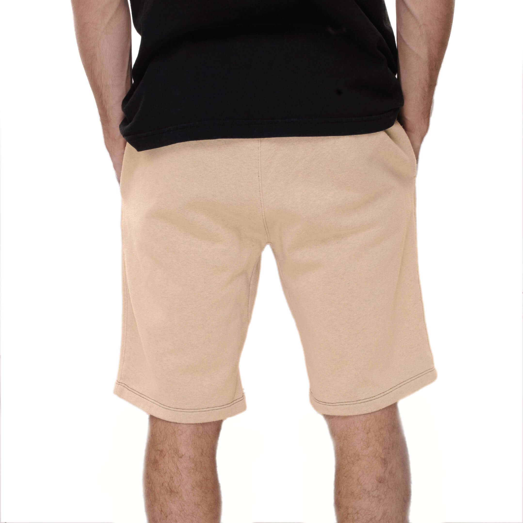 Vintage Nike Classic Swoosh Custom Made In The USA Sandstone Mid Length Shorts Available in Size Small, Medium, Large and XL. Up-cycled from Nike Joggers and Dye to a Pastel Sandstone color  Sizing: The Model is 5'7 wearing a Size Medium