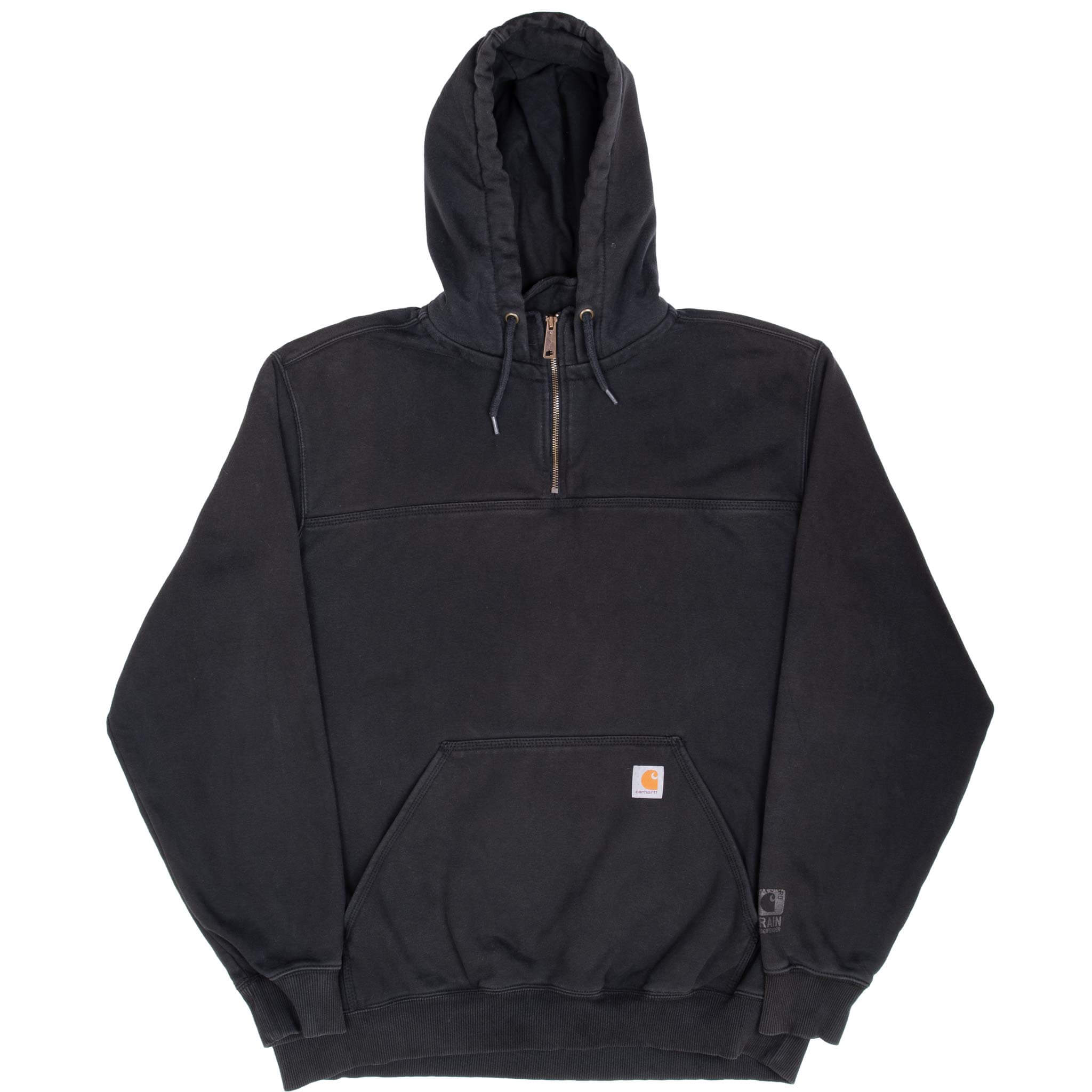 Vintage Carhartt Quarter Zip Black Hoodie Sweatshirt Size XL Tall