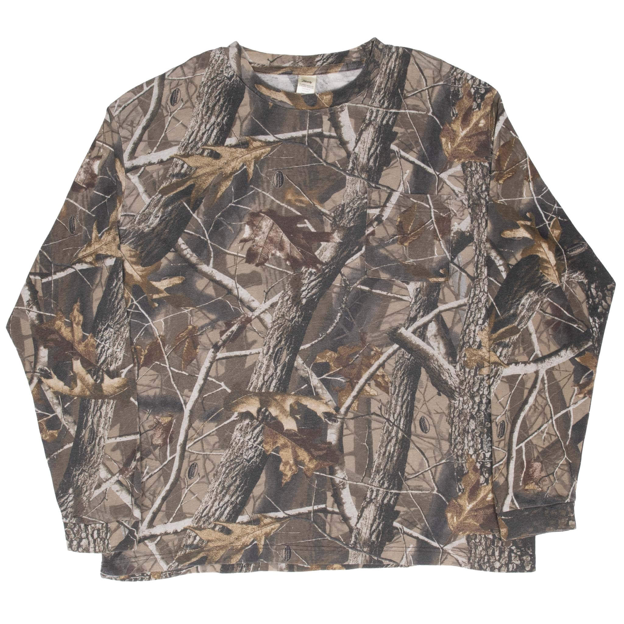 Vintage Hunting Realtree Hardwoods Camo Long Sleeve Pocket Liberty Tee Shirt Size XL