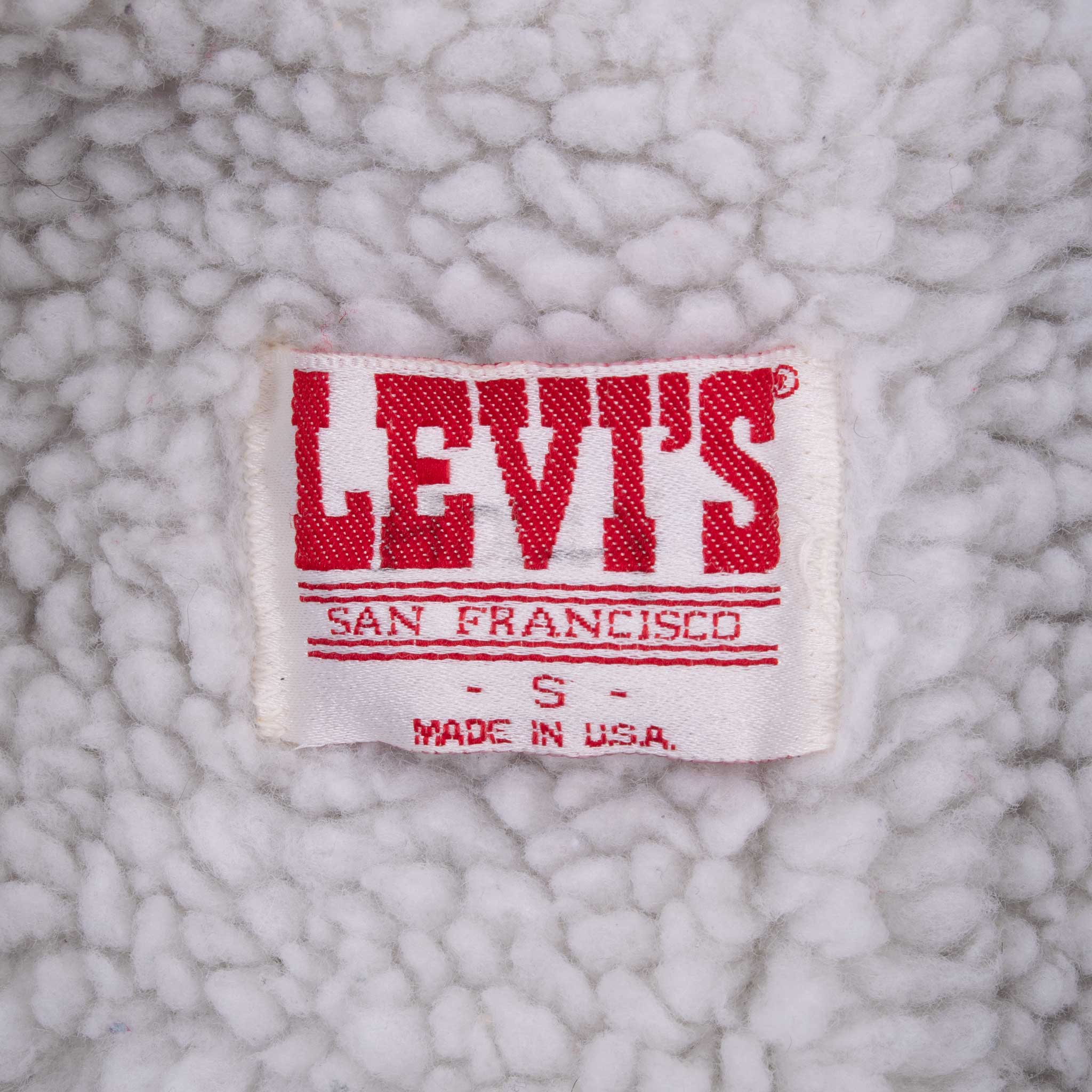 Vintage Levis Sherpa Trucker Very Light Wash Denim Jacket 1980S Size Small Made In Usa