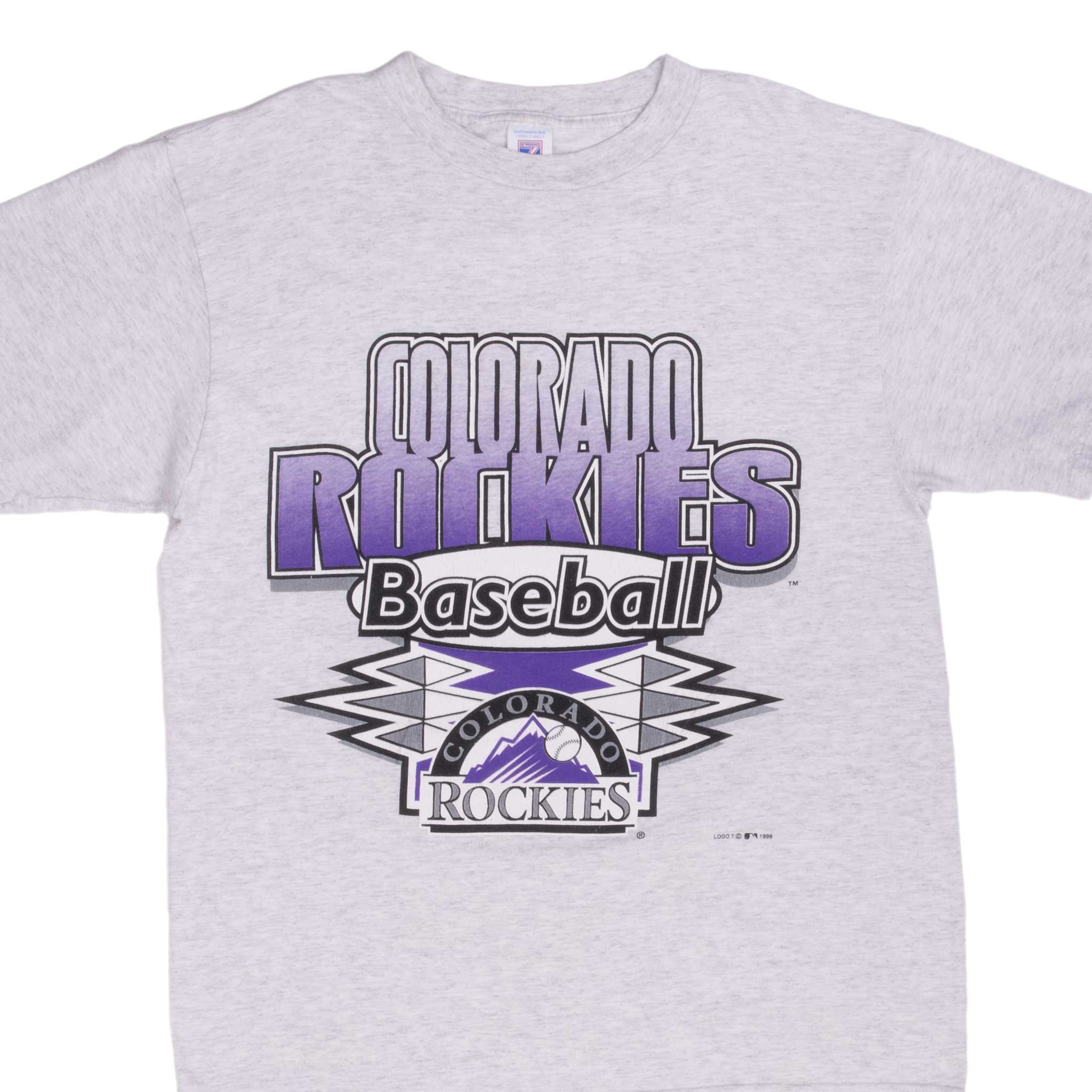 Vintage Mlb Colorado Rockies 1998 Grey Tee Shirt Size Large