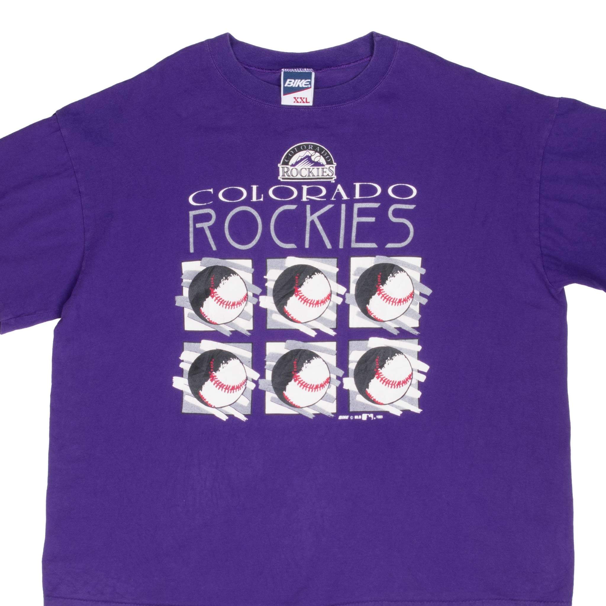 Vintage Mlb Colorado Rockies Purple Tee Shirt 1993 Size 2XL Made In Usa With Single Stitch Sleeves