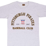 Vintage Mlb Pittsburgh Pirates Grey Tee Shirt 1993 Size Medium Made In Usa With Single Stitch Sleeves