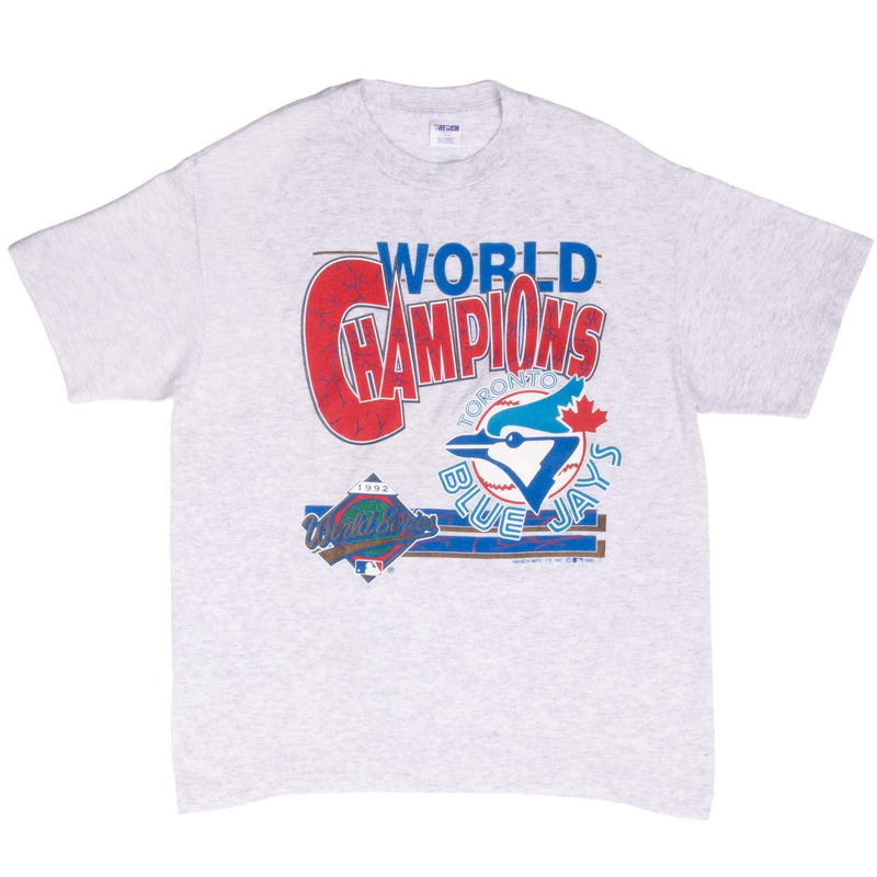 Vintage Mlb Toronto Blue Jays World Champions 1992 Tee Shirt Size Large Made In USA With Single Stitch Sleeves
