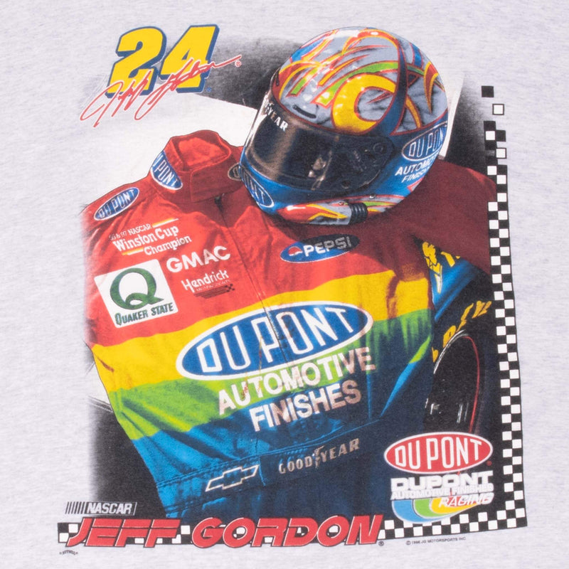 Vintage Nascar Jeff Gordon Dupont 1998 Grey Tee Shirt Size 2XL Made In USA