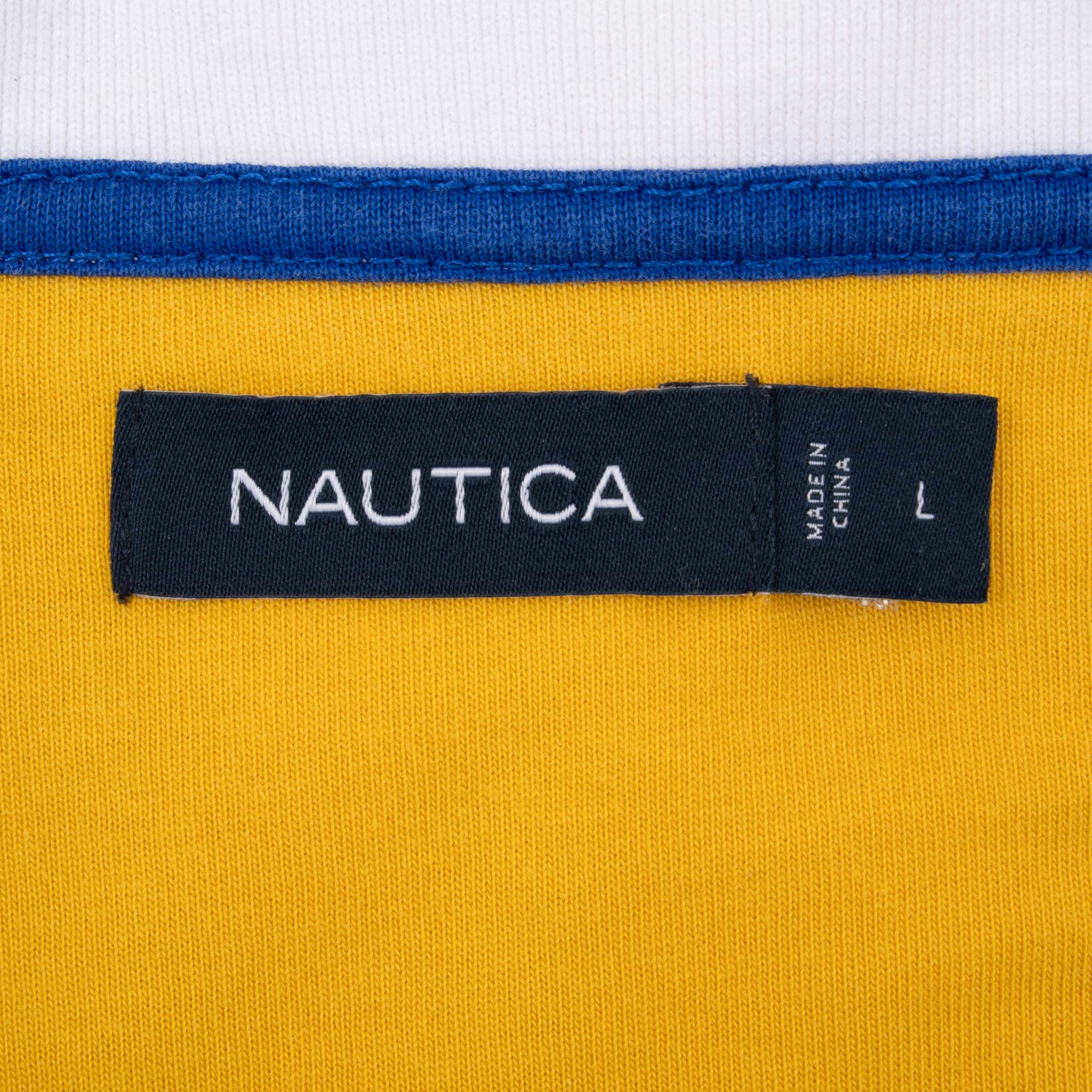 Vintage Nautica Blue Water Sailing White Polo Shirt 2000S Size Large