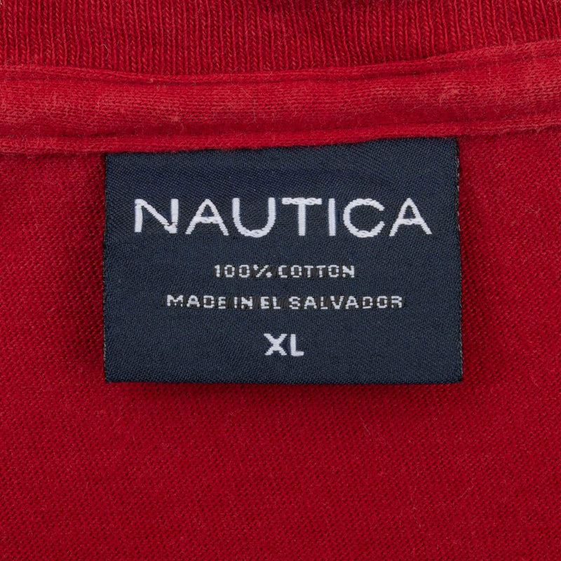Vintage Nautica Expedition Antarctica Red Long Sleeve Tee Shirt 2000S Size XL