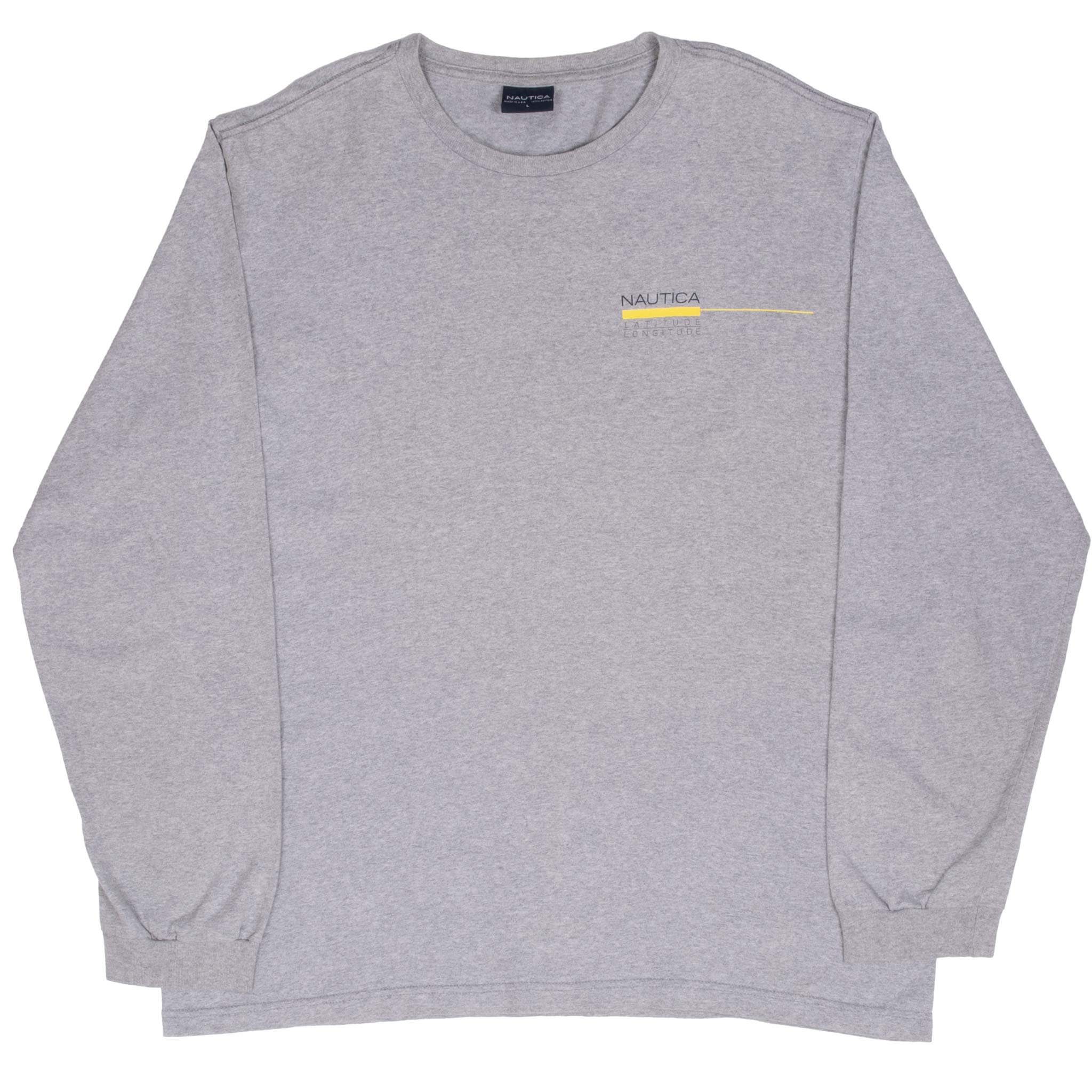 Vintage Nautica Jeans Grey Long Sleeve Tee Shirt 1990S Size Large