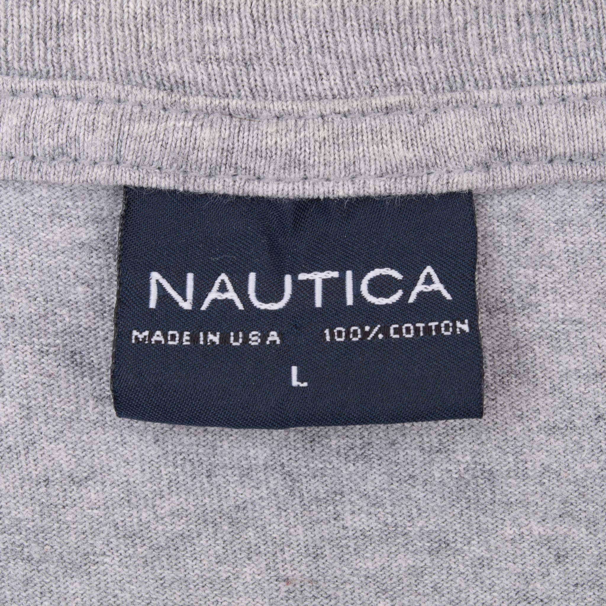 Vintage Nautica Jeans Grey Long Sleeve Tee Shirt 1990S Size Large