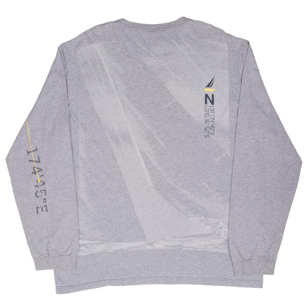 Vintage Nautica Jeans Grey Long Sleeve Tee Shirt 1990S Size Large