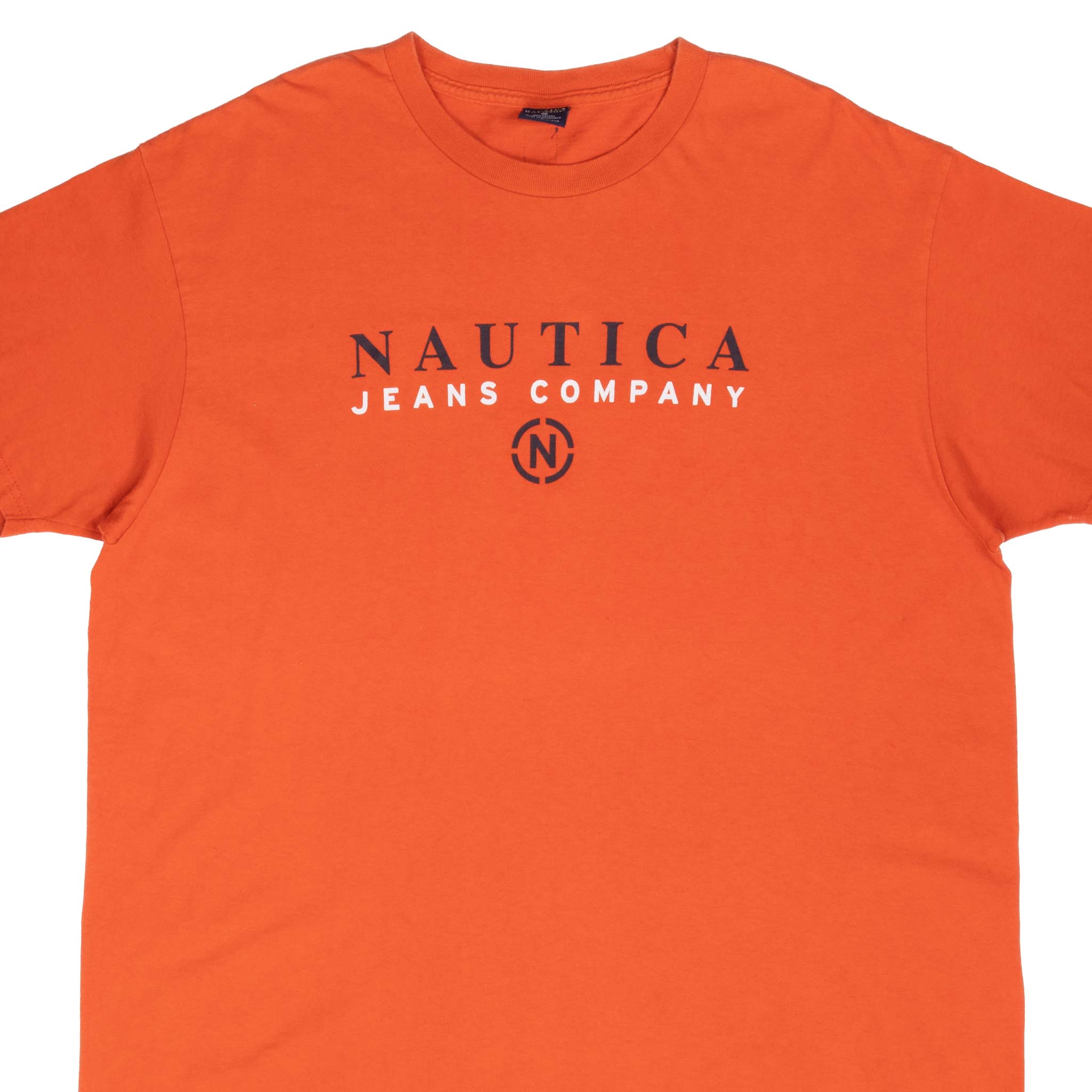 Vintage Nautica Jeans Orange Tee Shirt 2000S Large