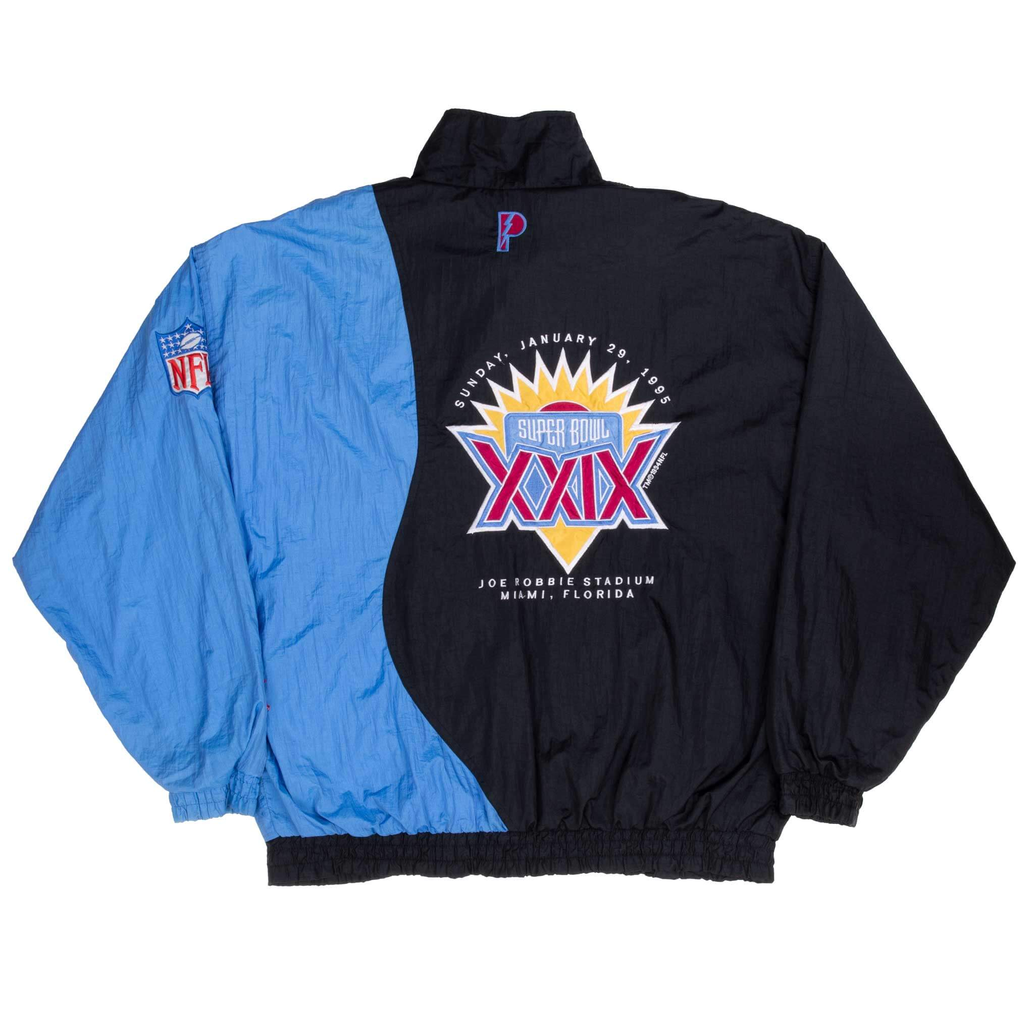 Vintage Nfl Super Bowl XXIX 1995 Miami Blue and Black Windbreaker Jacket 1995 Size Large