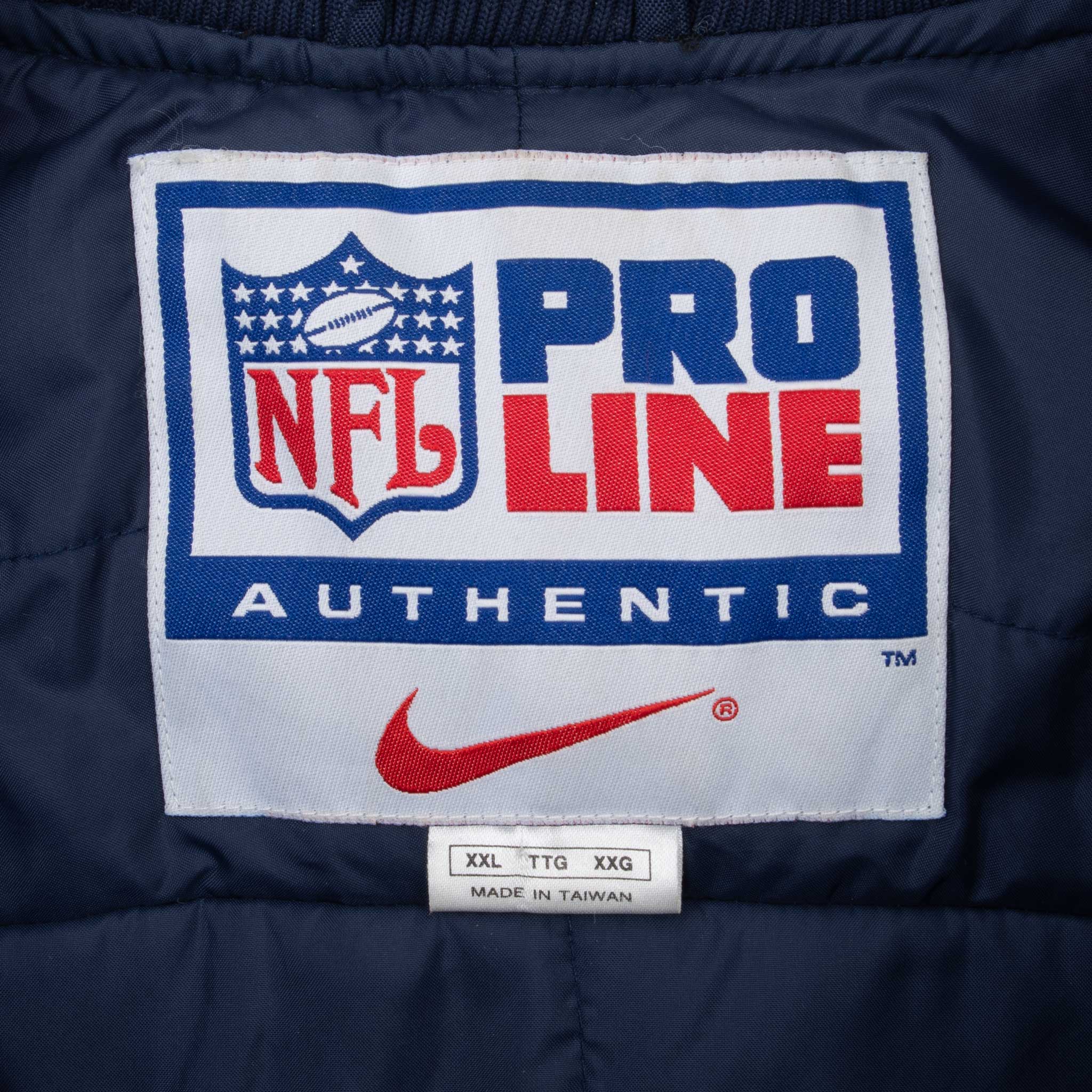 Vintage Nike Nfl Denver Broncos Blue and Orange Bomber Jacket 1990S Size 2XL