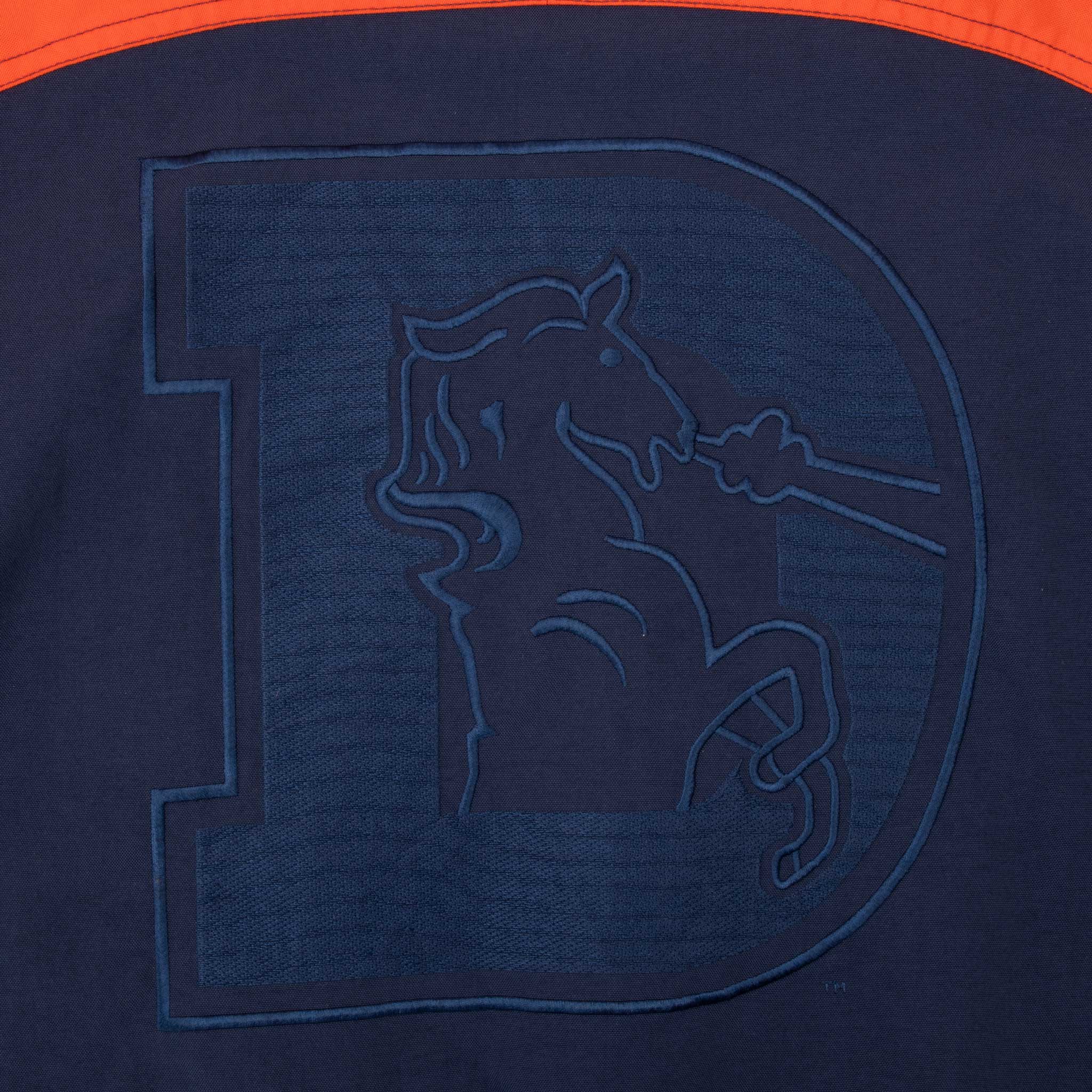 Vintage Nike Nfl Denver Broncos Blue and Orange Bomber Jacket 1990S Size 2XL