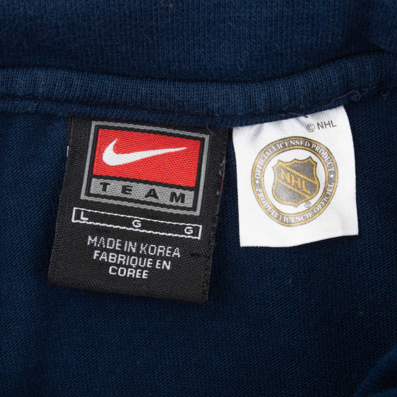 Vintage Nike NHL Long Sleeve Turtle Neck Blue Tee Shirt 1990S Size Large Made In USA