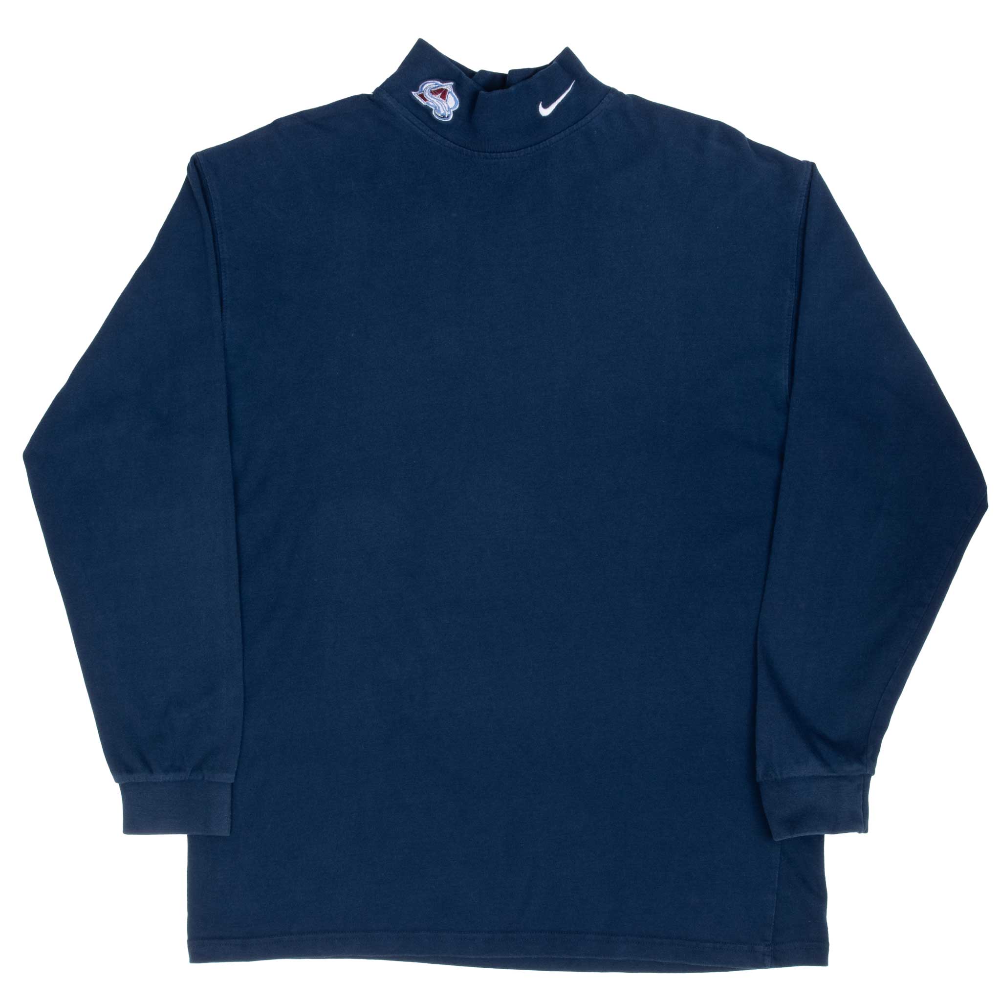 Vintage Nike NHL Long Sleeve Turtle Neck Blue Tee Shirt 1990S Size Large Made In USA