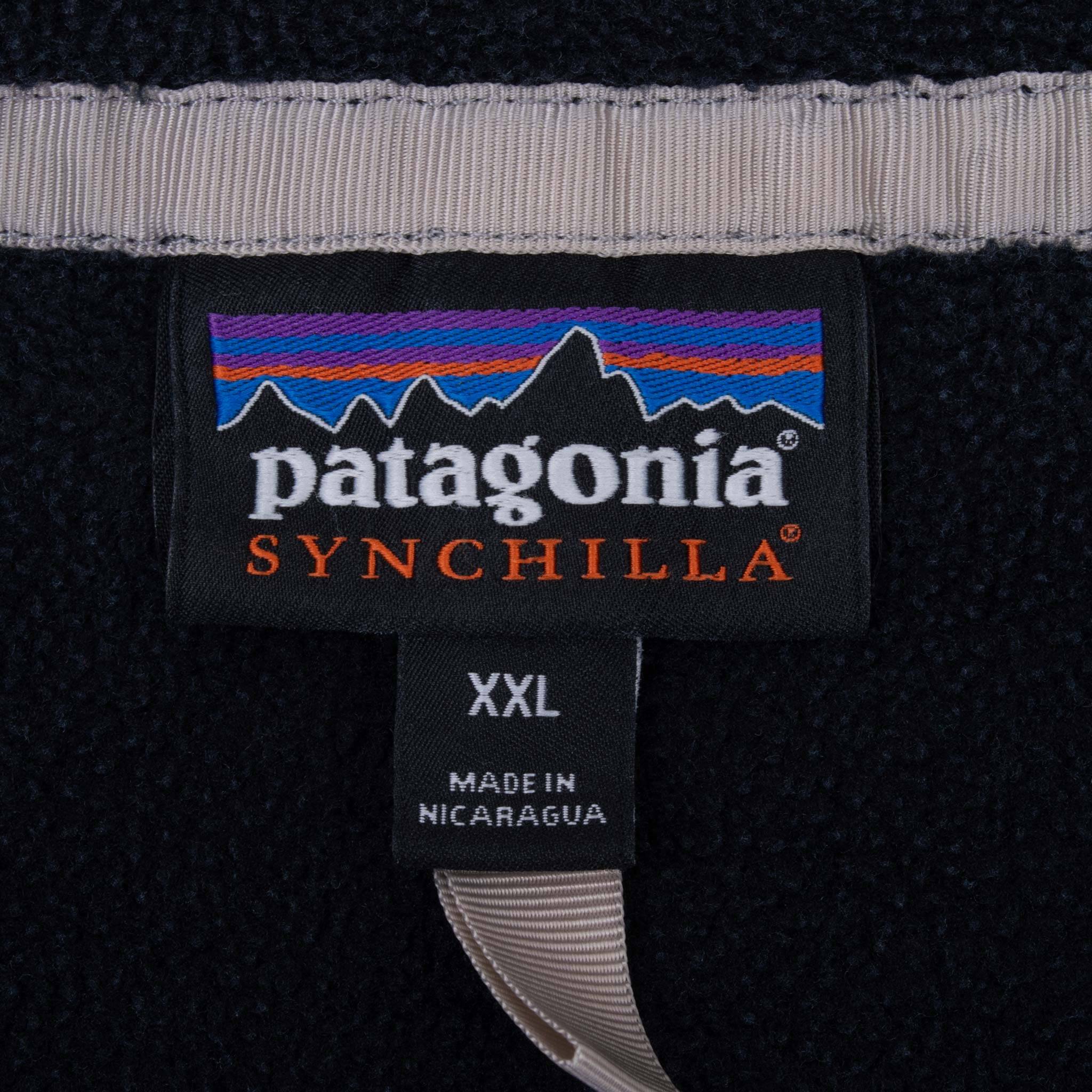 Vintage Patagonia 1990S Synchilla Snap T Black Fleece Pullover Size 2XL