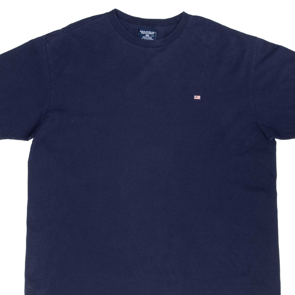 Vintage Polo Ralph Lauren Us Flag Blue Tee Shirt 1990S Size Large