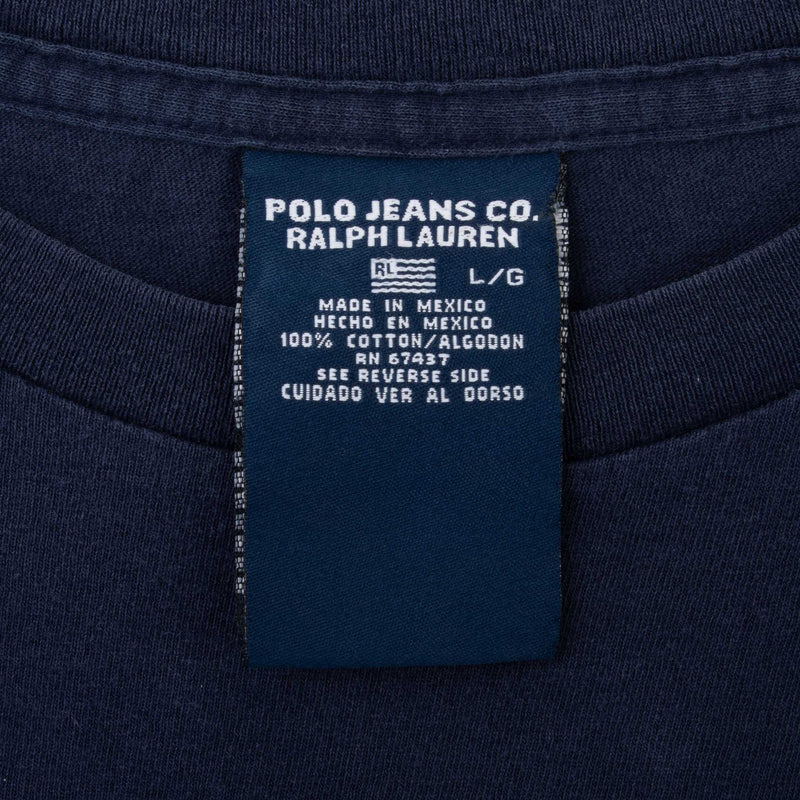 Vintage Polo Ralph Lauren Us Flag Blue Tee Shirt 1990S Size Large