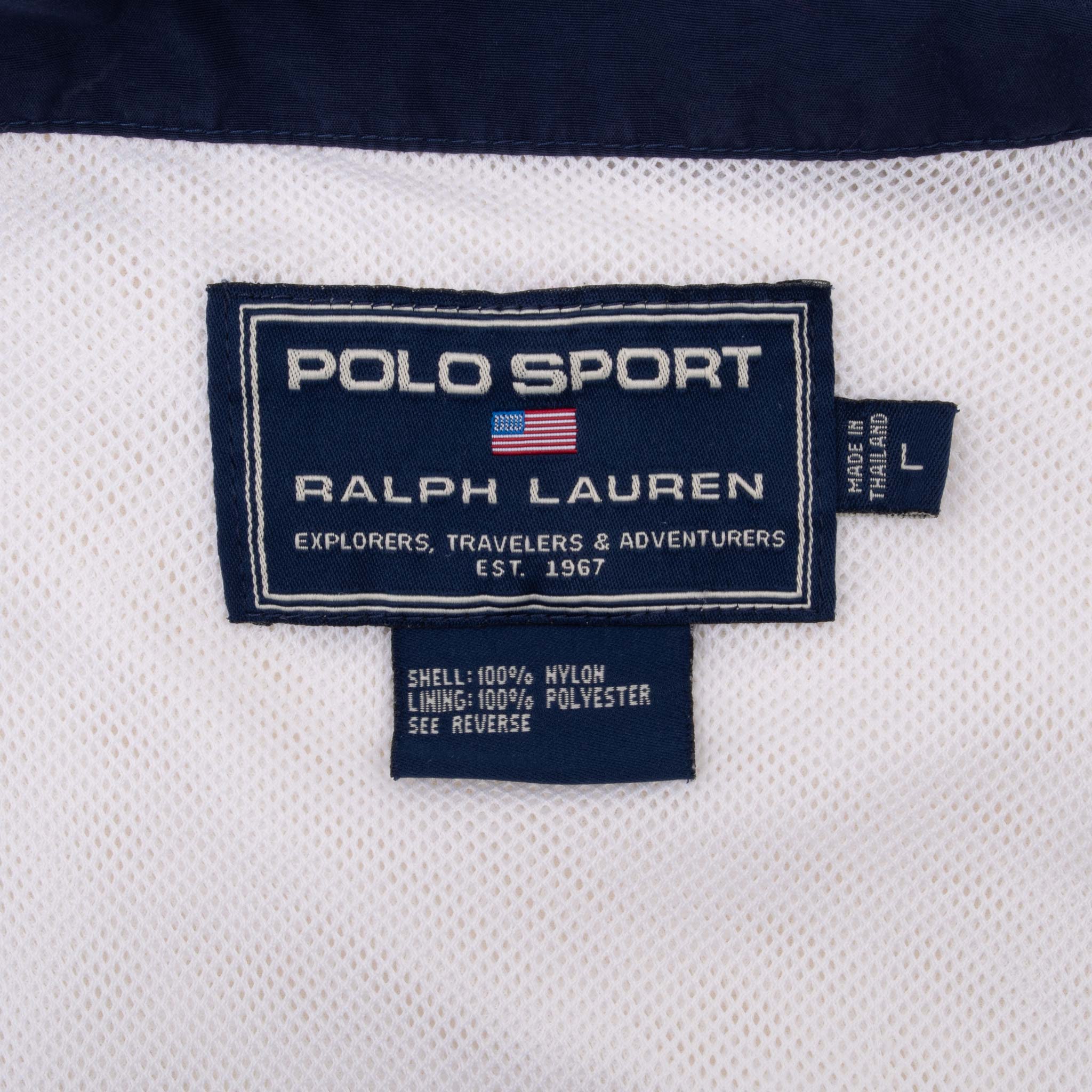 Vintage Polo Sport Ralph Lauren White Windbreaker Jacket 1990S Size Large