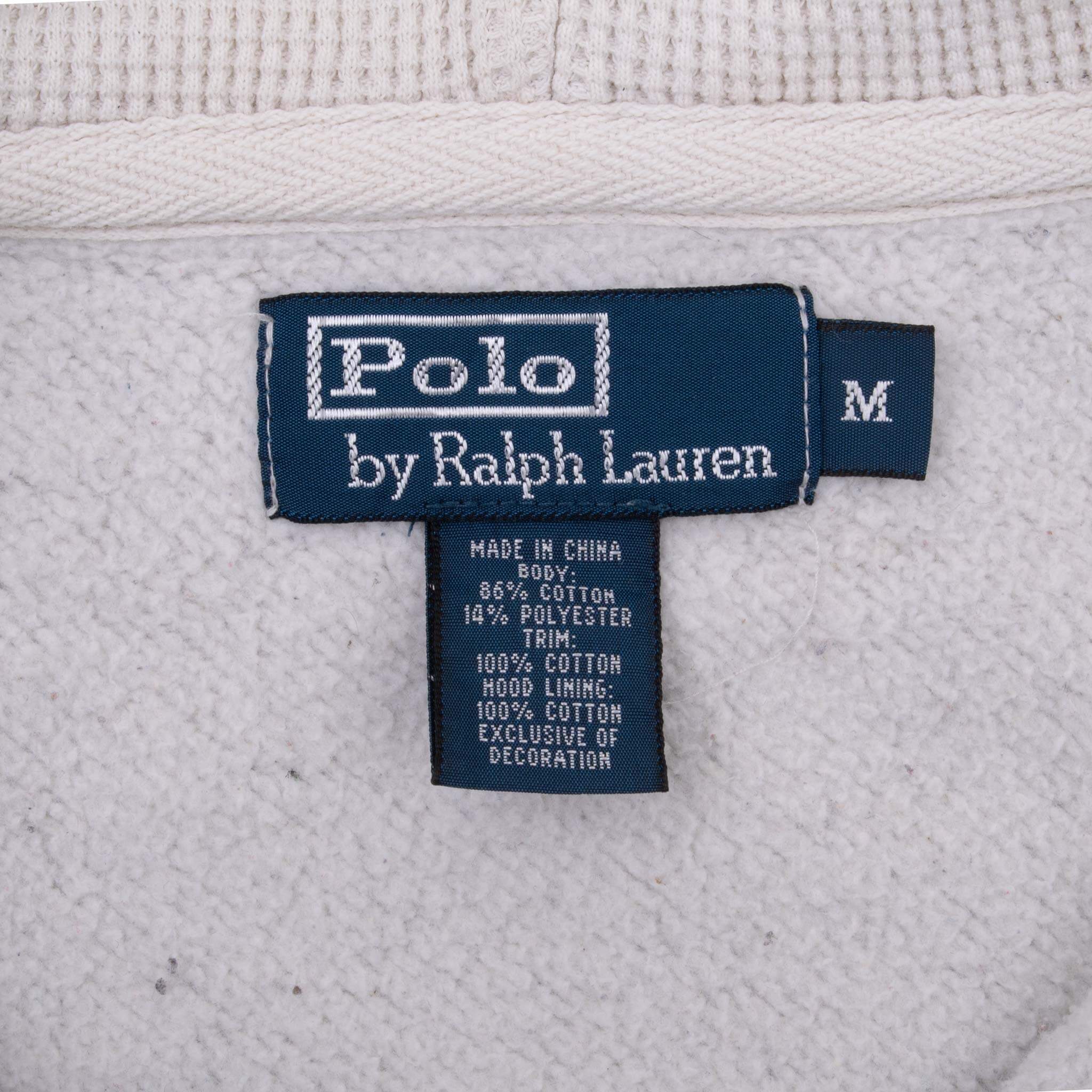 Vintage Ralph Lauren Full Zip Classic Grey Hoodie Sweatshirt 1990S Size Medium