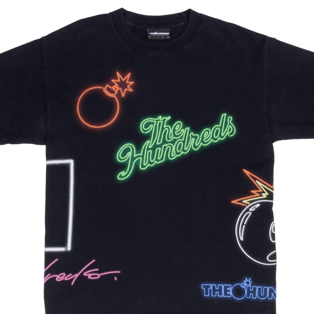 Vintage The Hundreds All Over Print 2000S Black Tee Shirt Size Medium
