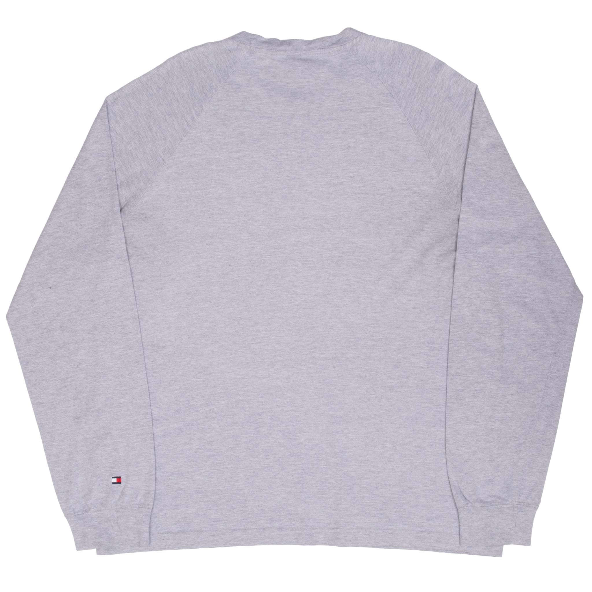 Vintage Tommy Hilfiger Spellout Grey Long Sleeve Tee Shirt 2000S Large