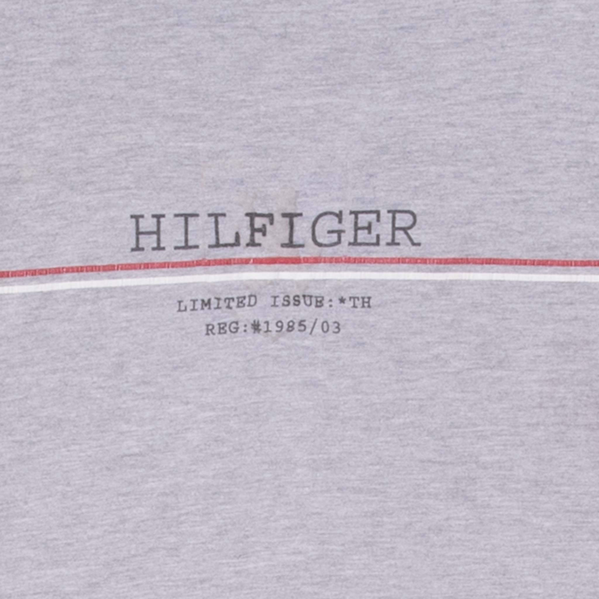 Vintage Tommy Hilfiger Spellout Grey Long Sleeve Tee Shirt 2000S Large