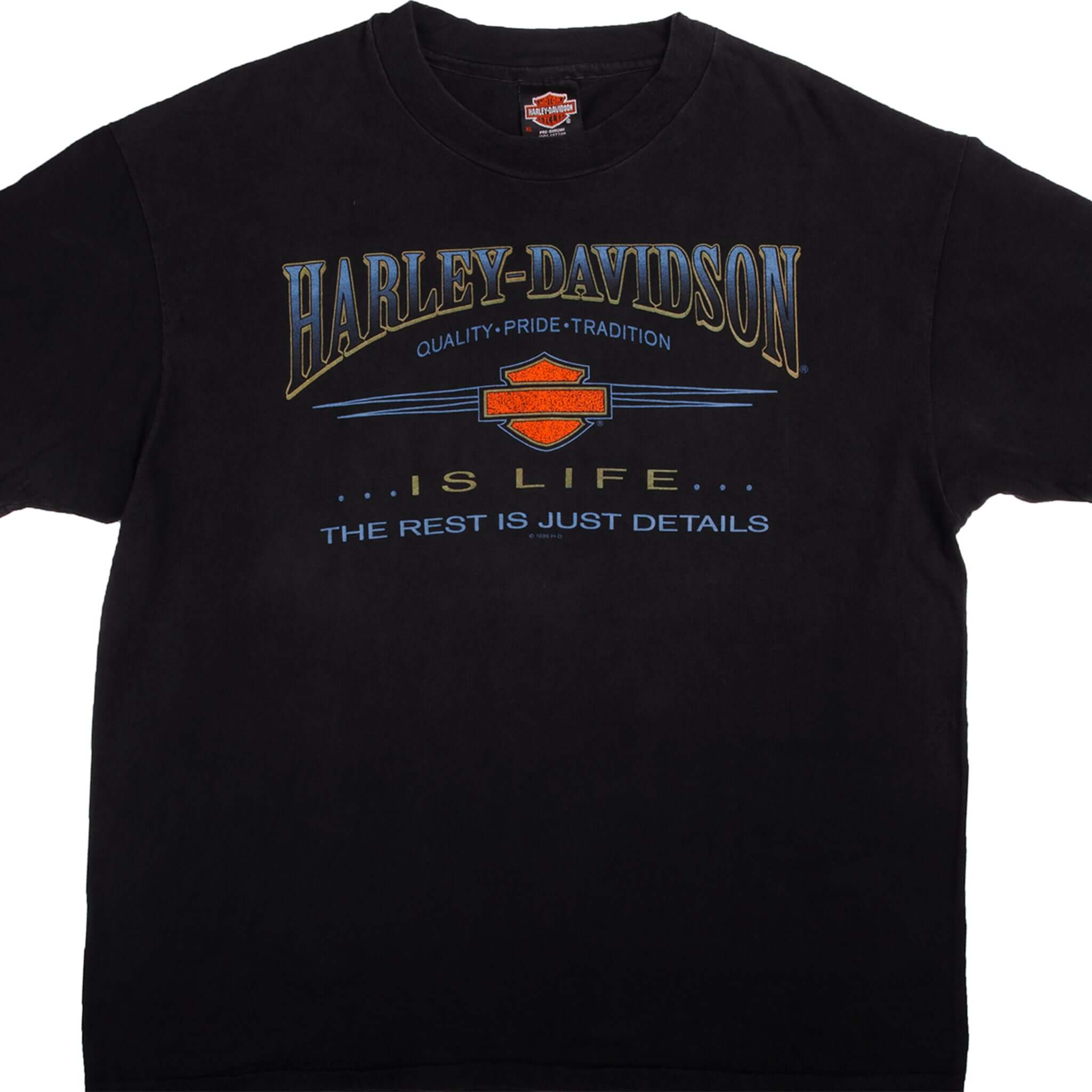 Vintage Harley Davidson Is Life The Rest Is Just Details Tee Shirt 1996 Size XL With Single Stitch Made In Usa