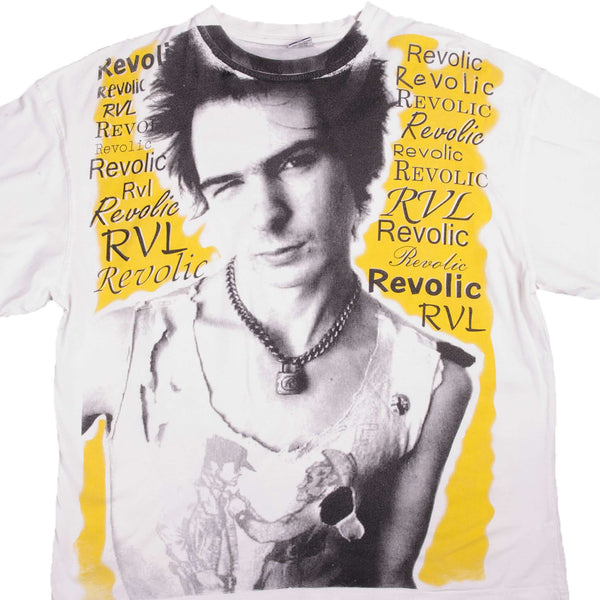Vintage All Over Print Sex Pistols RVL Revolic T-Shirt 1990S Size XLarge 