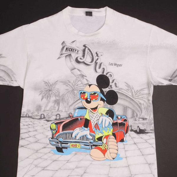 Vintage Disney Mickey Mouse Las Vegas Tee Shirt Size Large Made In USA With Single Stitch Sleeves