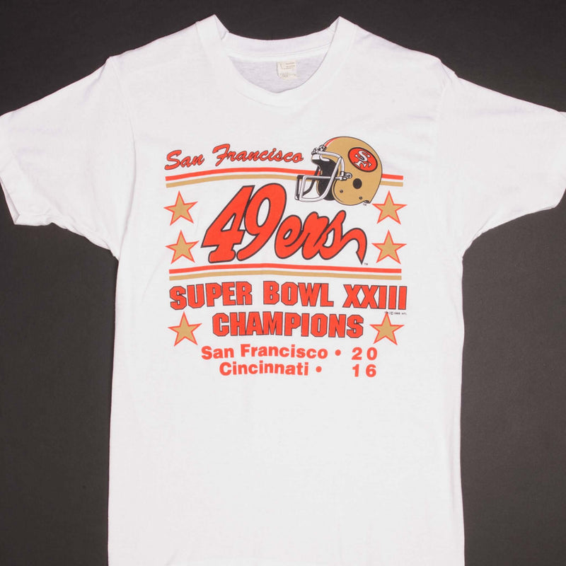 Vintage NFL San Francisco 49Ers Super Bowl Champions 1988 Tee Shirt Size Small Made In USA With Single Stitch Sleeves