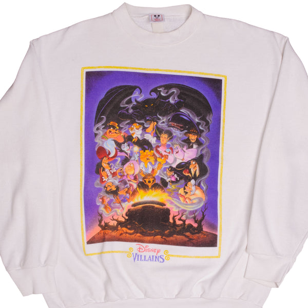 Vintage White Disney Villains Sweatshirt Size XL Made In USA