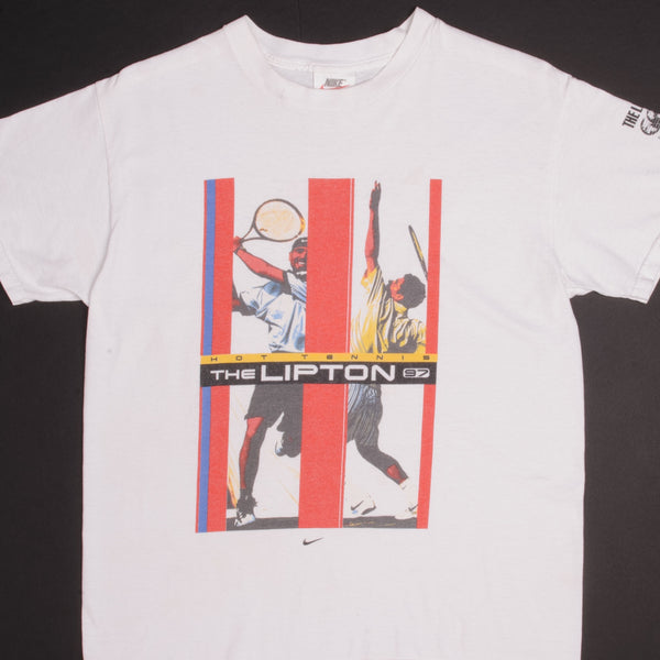 Vintage Nike Hot Tennis The Lipton Presented by Rado 1997 Tee Shirt Size Small Made In USA