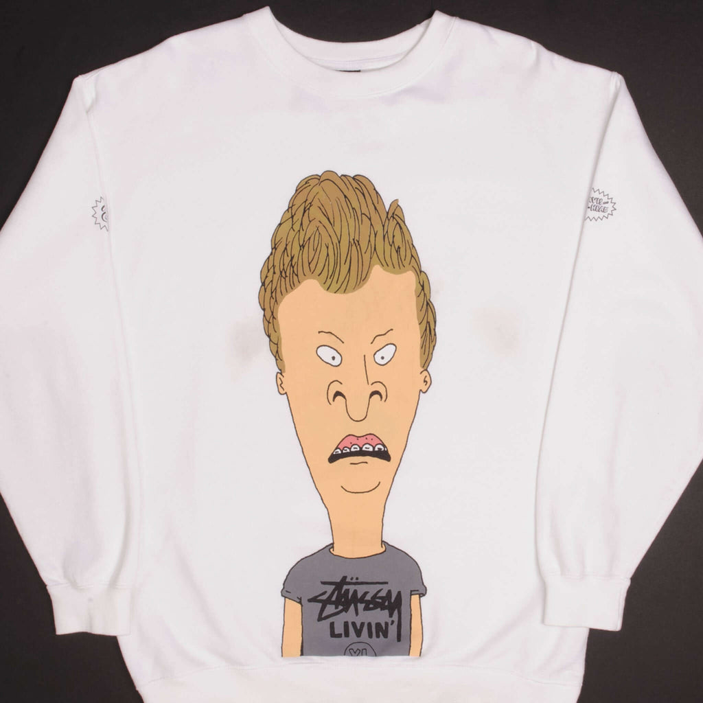 VINTAGE STUSSY X BEAVIS & BUTT HEAD SWEATSHIRT SIZE MEDIUM MADE IN USA