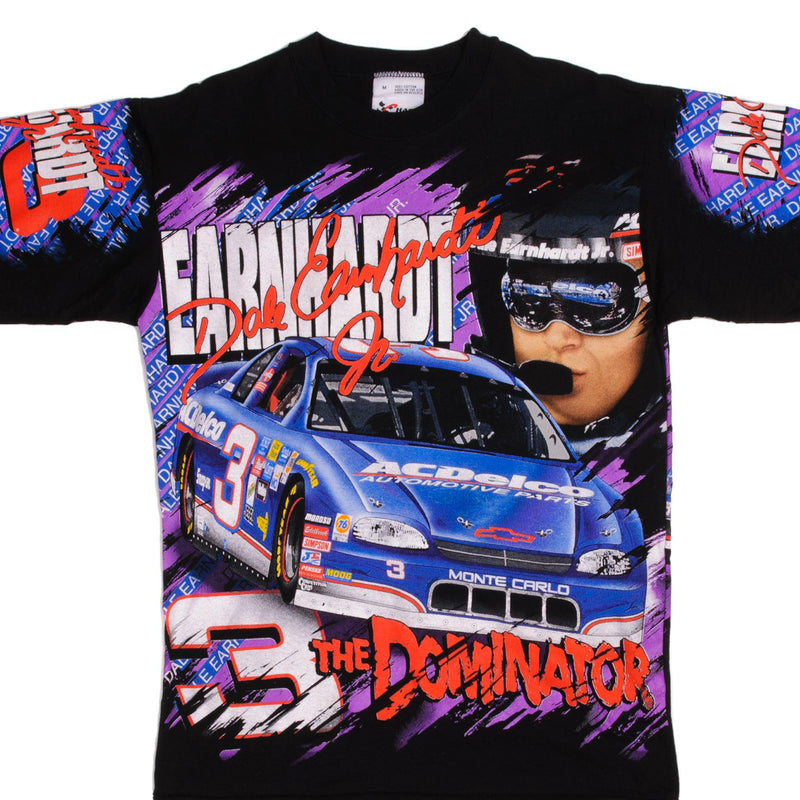Vintage All Over Print Nascar Dale Earnhardt Jr Tee Shirt late 1990s Size M Made In USA