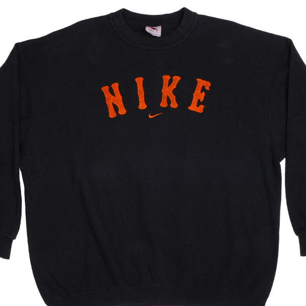 Vintage Black Nike Centered Swoosh Sweatshirt Late 90s Size 2Xlarge Made In USA.