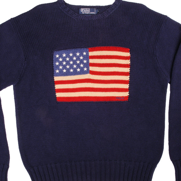 Vintage Ralph Lauren American Flag Knit Sweatshirt Size XXLarge