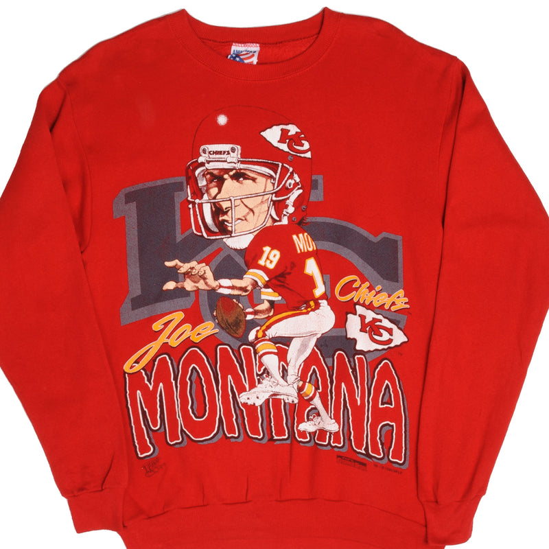 Vintage NFL Kensas City Chiefs Joe Montana Sweatshirt Size L Made In USA 1993