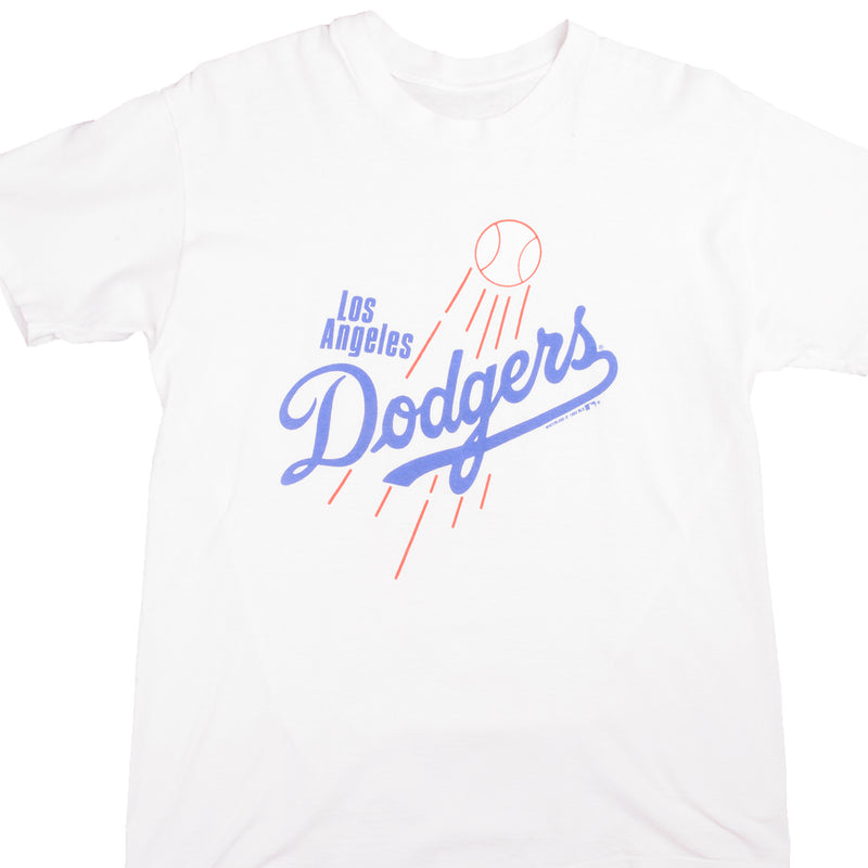 Vintage MLB Los Angeles Dodgers Tee Shirt 1988 Size L With Single Stitch Sleeves.