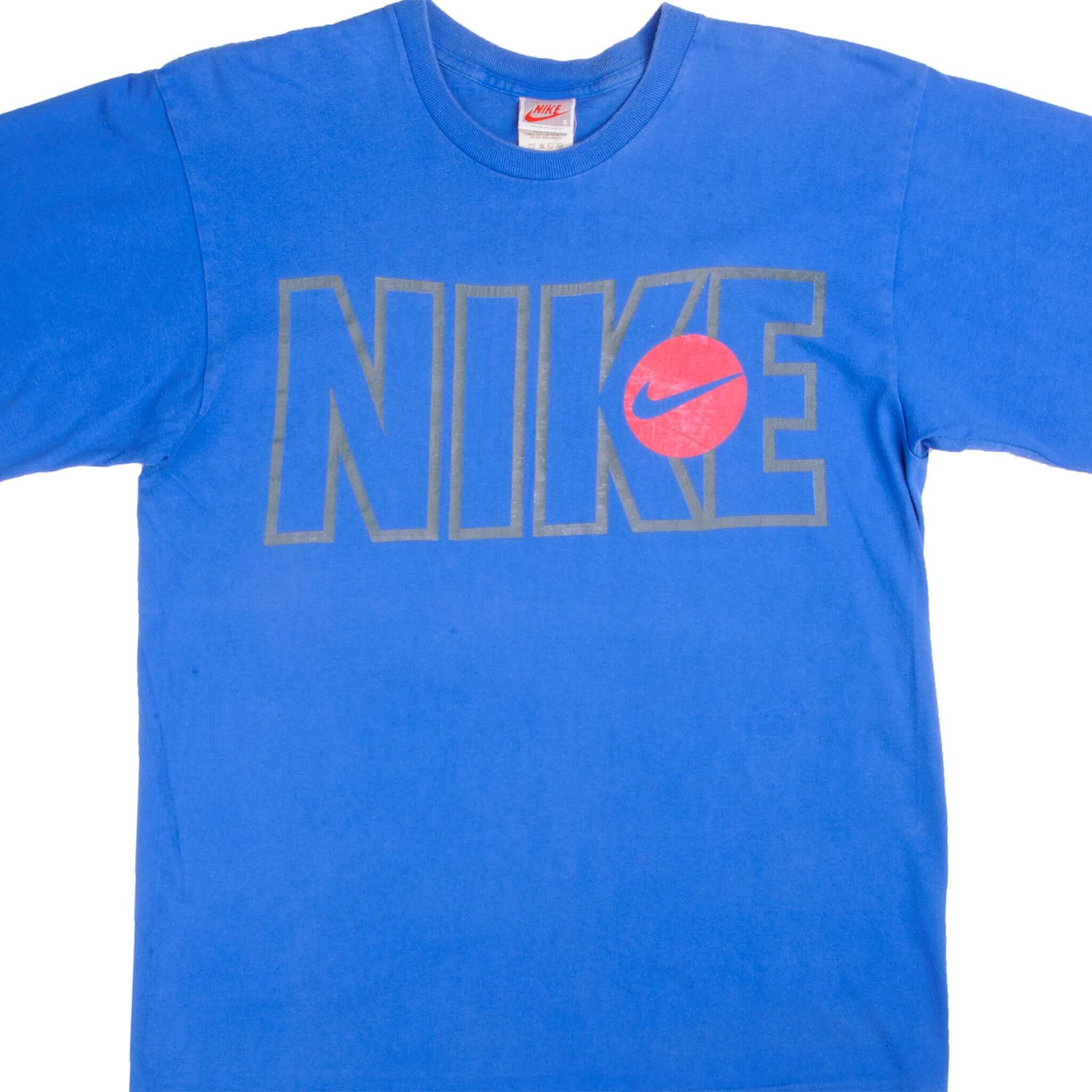 Vintage Blue Nike Tee Shirt 1987-1994 Size M Made In USA With Single Stitch Sleeves.