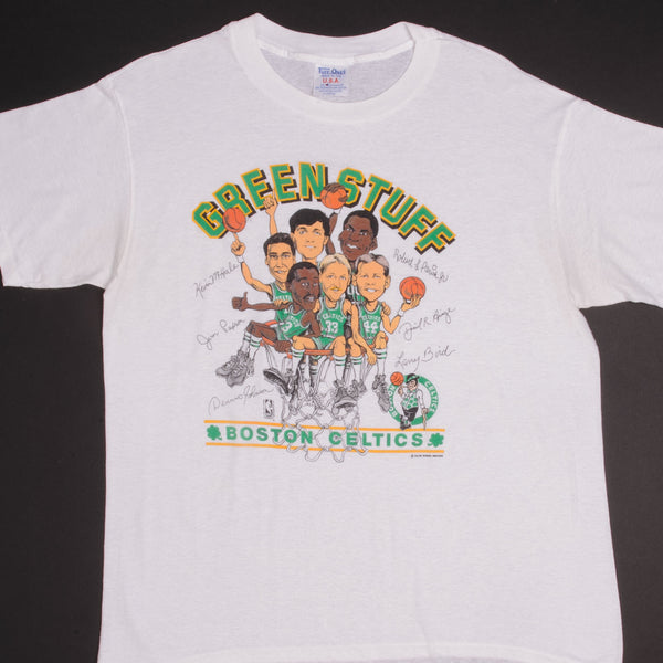 Vintage Boston Celtics Larry Bird Magic Johnson Tee All Over Print