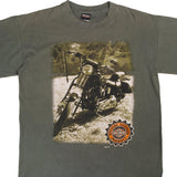 Vintage Green Harley Davidson Bike Photo Tee Shirt 1996 Size XLarge With Single Stitch. Made In USA